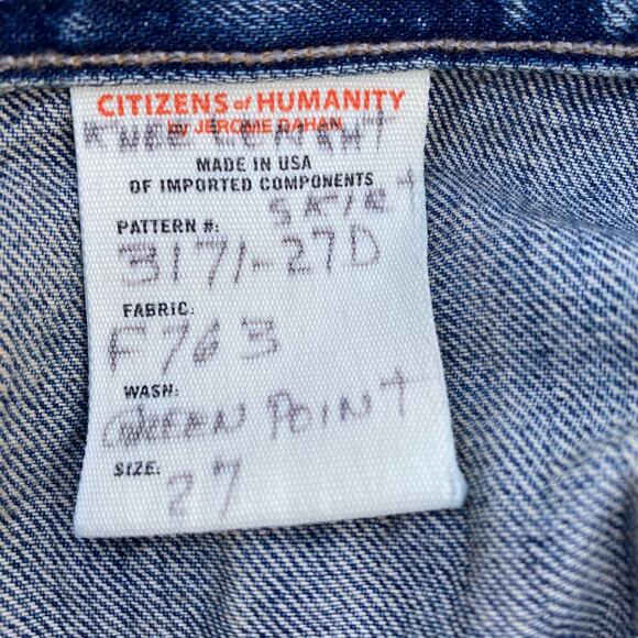New Citizens Of Humanity Front Button Knee Length Denim Jean Skirt Green Point - Picture 9 of 12